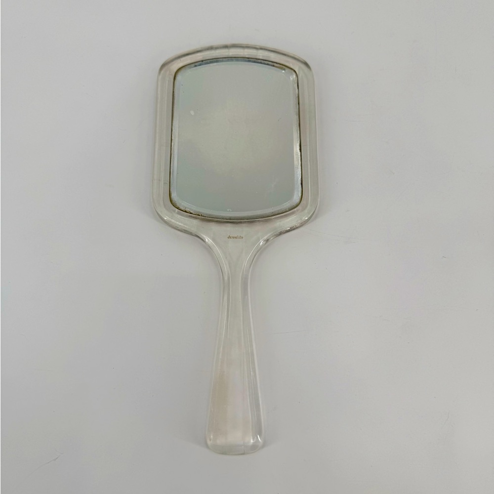 Vintage Jewelite 2 Sided Hand Mirror Clear Acrylic